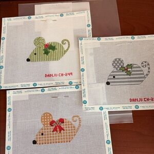 Set of Three Needlepoint Mouse Designs